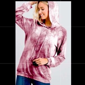 Plus Long Sleeve Tie-Dye Hooded Top